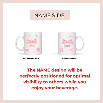 Custom Name Coquette Pink Bows Ceramic Mug, Personalized Coffee Mug, Gift for Her, Coquette Decor, Mother's Day Gift, Trending Mug - image5